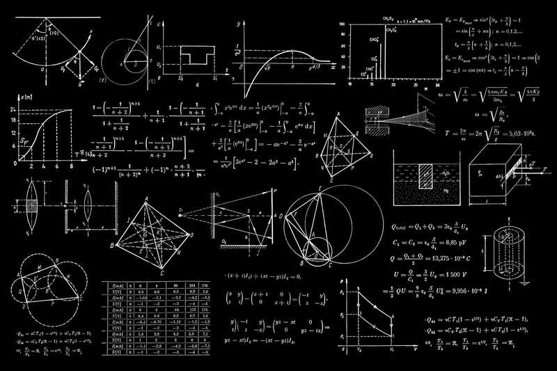 Complicated equations on a blackboard